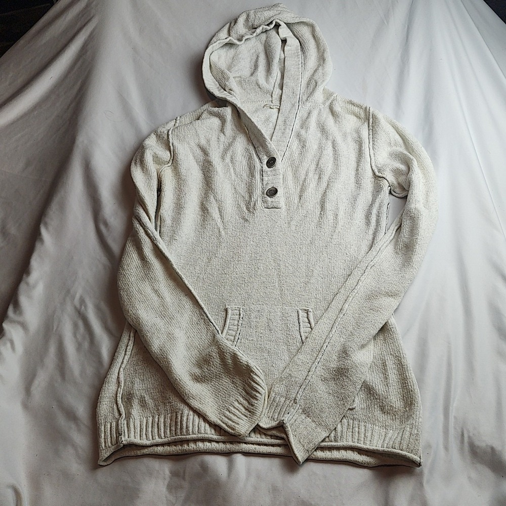 Maurices Hooded Pullover Sweater Kangaroo Pocket Oatmeal Women's Size Medium